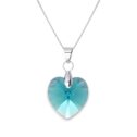 14 mm Szív Swarovski kristályos nemesacél nyaklánc - Blue Zircon
