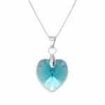 14 mm Szív Swarovski kristályos nemesacél nyaklánc - Blue Zircon