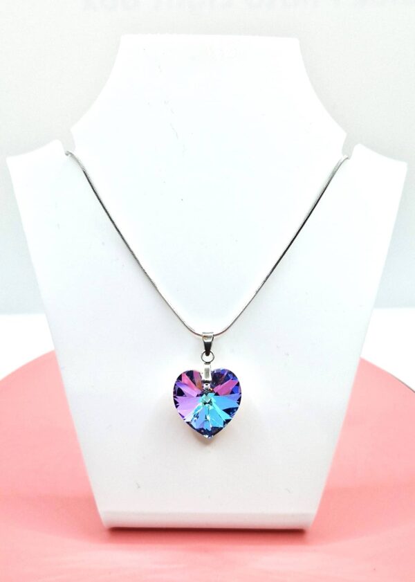 18 mm Szív Swarovski kristályos nemesacél nyaklánc - Vitrail Light - Ajándék díszdobozban