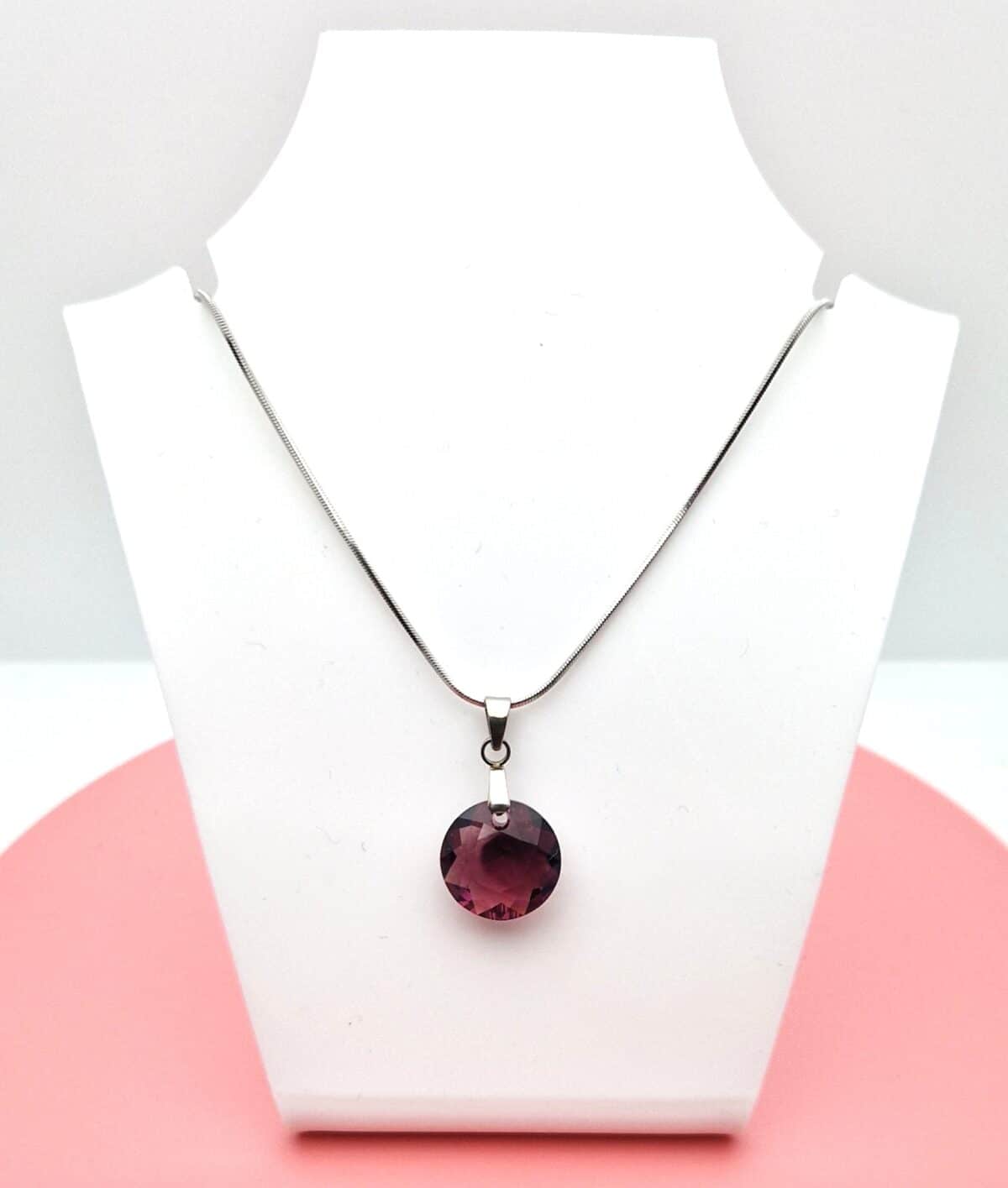 14 mm Hold Swarovski kristályos nemesacél nyaklánc - Amethyst