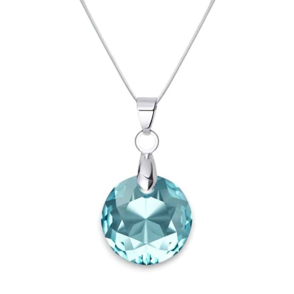 14 mm Hold Swarovski kristályos nemesacél nyaklánc - Aquamarine