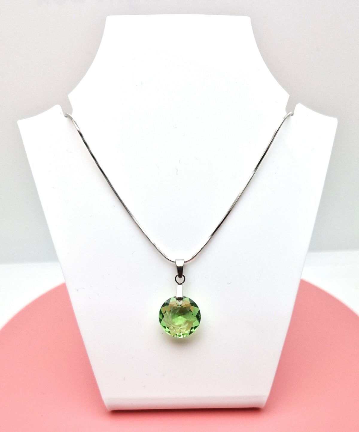 14 mm Hold Swarovski kristályos nemesacél nyaklánc - Peridot