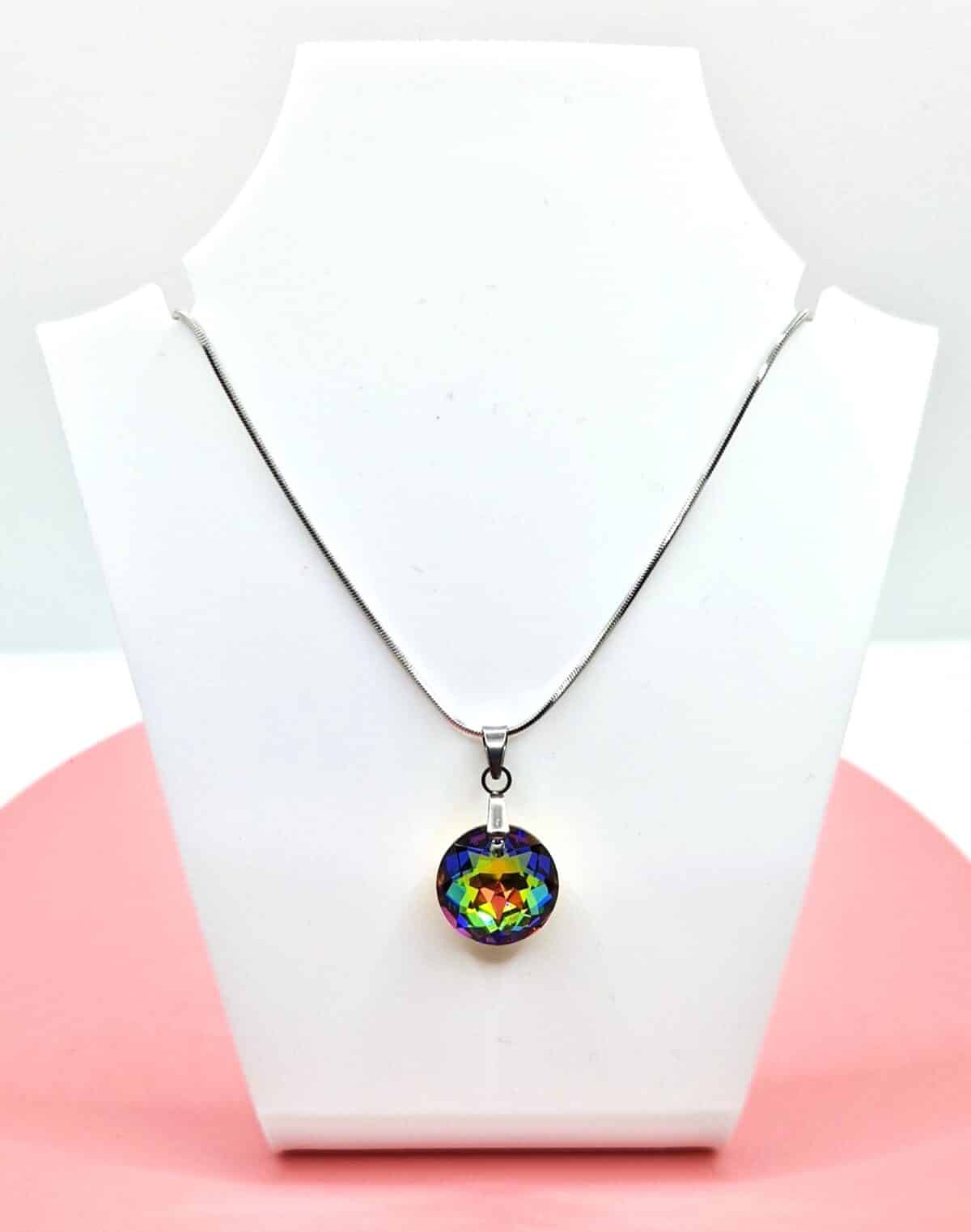 14 mm Hold Swarovski kristályos nemesacél nyaklánc - Vitrail Medium