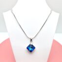 Swarovski kristályos nemesacél nyaklánc - Bermuda Blue - 16 mm Rombusz