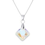 Swarovski kristályos nemesacél nyaklánc - Crystal AB - 16 mm Rombusz