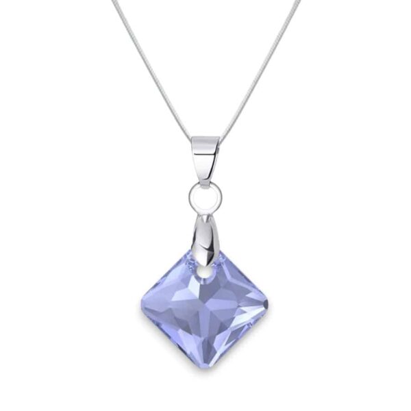 Swarovski kristályos nemesacél nyaklánc - Sapphire- 16 mm Rombusz