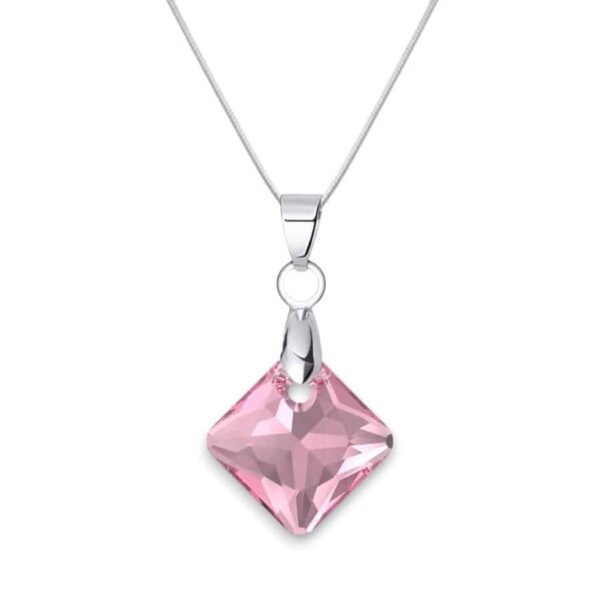 Swarovski kristályos nemesacél nyaklánc - Rose - 16 mm Rombusz
