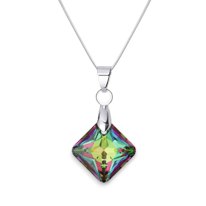 Swarovski kristályos nemesacél nyaklánc - Vitrail Medium - 16 mm Rombusz