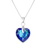 Szives swarovski kristályos nemesacél nyaklánc - Bermuda Blue