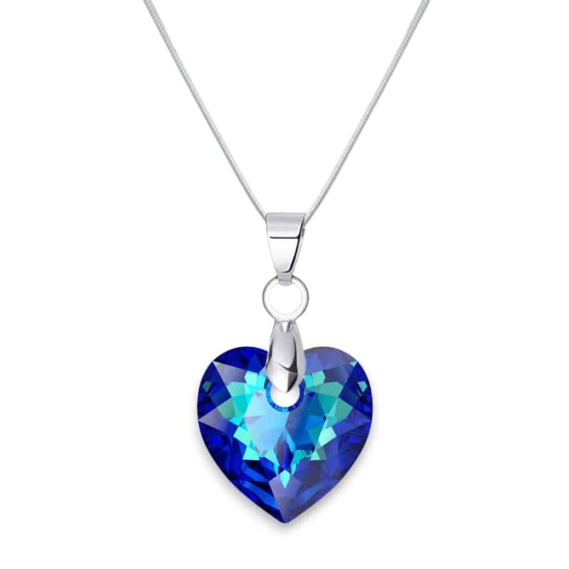 Szives swarovski kristályos nemesacél nyaklánc - Bermuda Blue