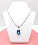 16 mm Csepp Swarovski kristályos nemesacél nyaklánc - Bermuda Blue