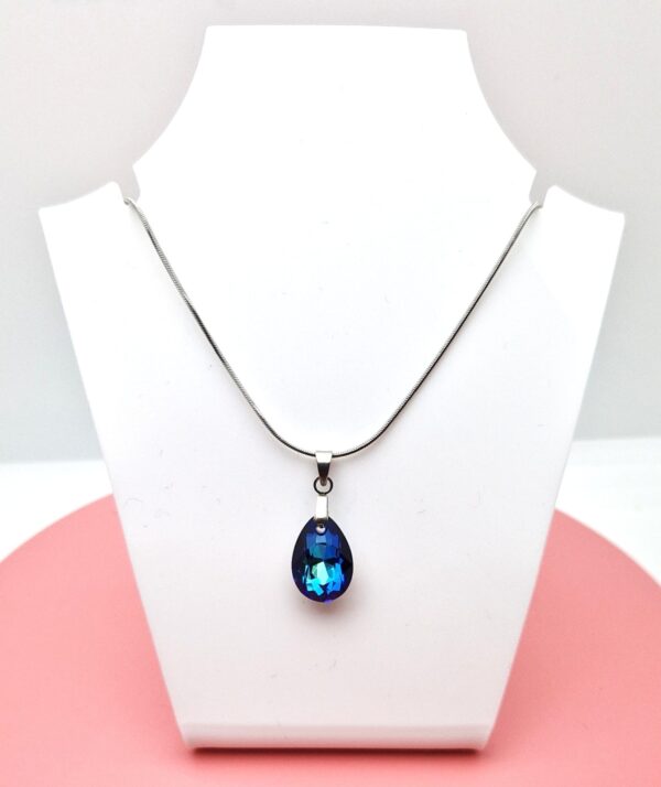 16 mm Csepp Swarovski kristályos nemesacél nyaklánc - Bermuda Blue