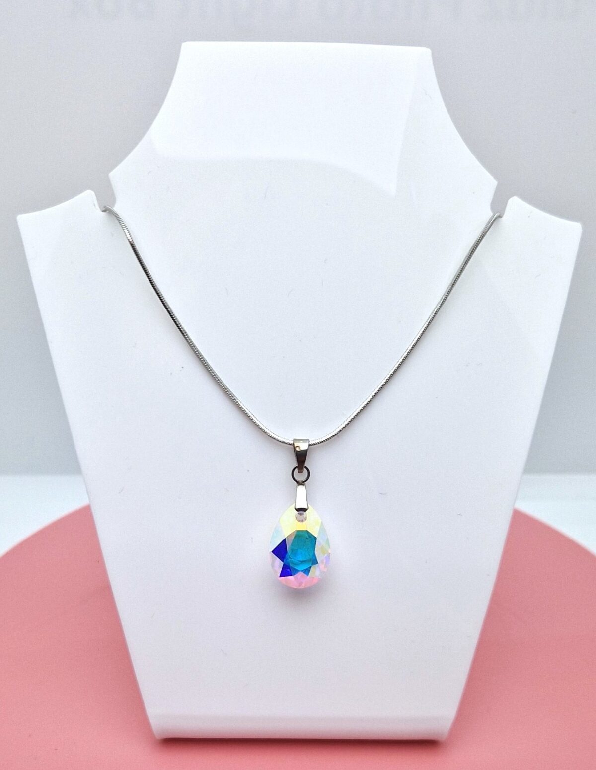 16 mm Csepp Swarovski kristályos nemesacél nyaklánc - Crystal AB