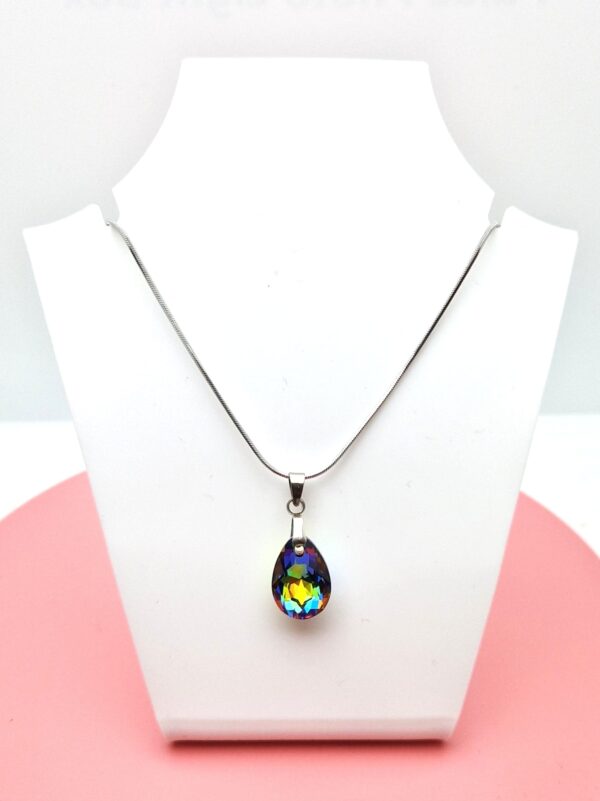 16 mm Csepp Swarovski kristályos nemesacél nyaklánc - Vitrail Medium