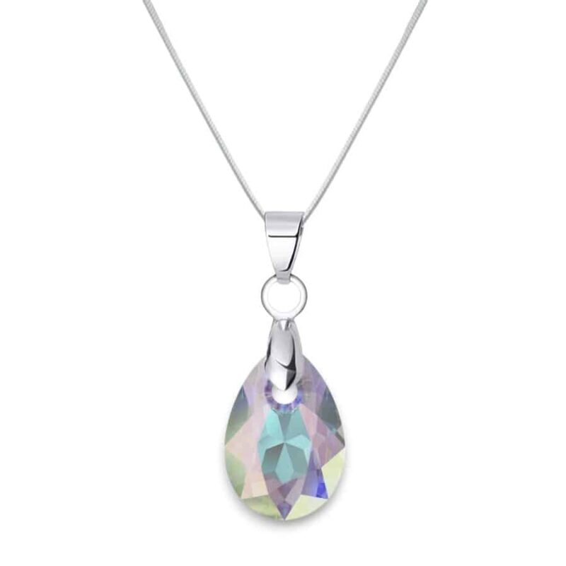 16 mm Csepp Swarovski kristályos nemesacél nyaklánc - Crystal AB