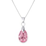 16 mm Csepp Swarovski kristályos nemesacél nyaklánc - Rose