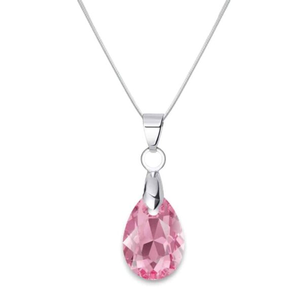 16 mm Csepp Swarovski kristályos nemesacél nyaklánc - Rose