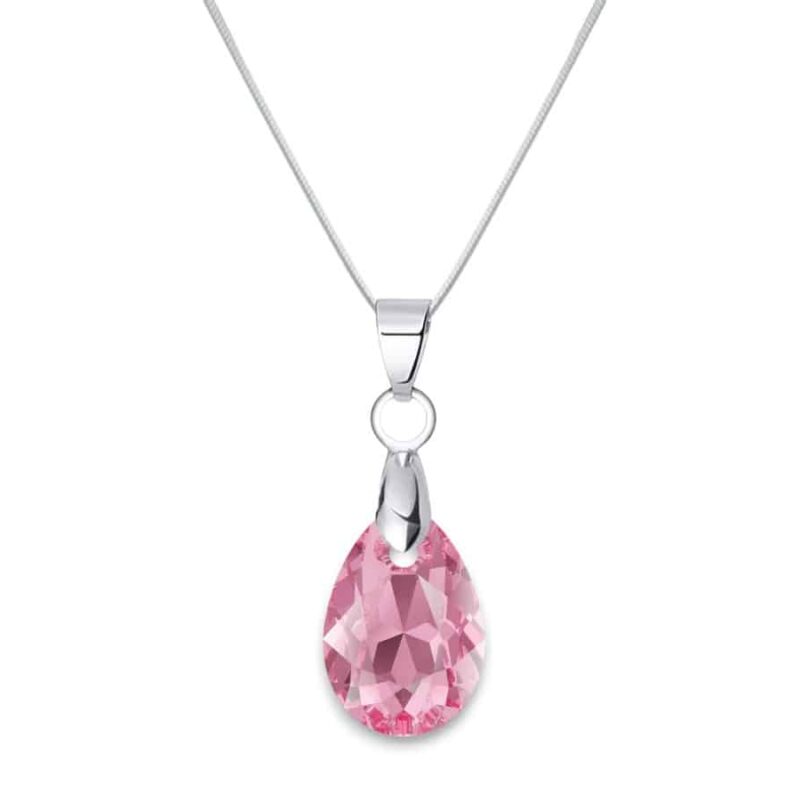 16 mm Csepp Swarovski kristályos nemesacél nyaklánc - Rose