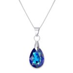 16 mm Csepp Swarovski kristályos nemesacél nyaklánc - Bermuda Blue
