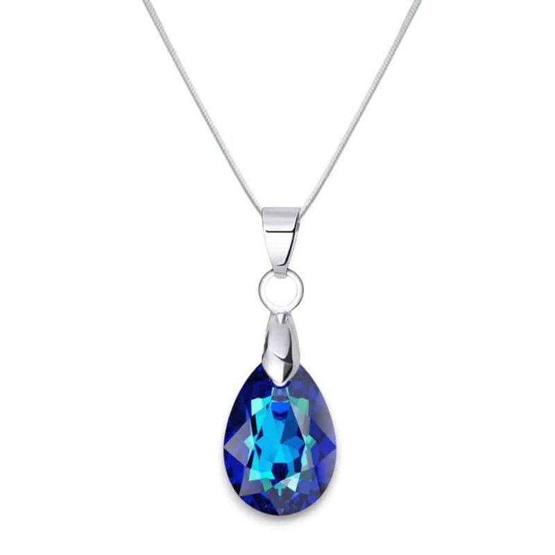 16 mm Csepp Swarovski kristályos nemesacél nyaklánc - Bermuda Blue