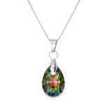 16 mm Csepp Swarovski kristályos nemesacél nyaklánc - Vitrail Medium