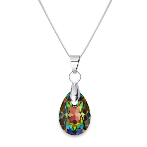 16 mm Csepp Swarovski kristályos nemesacél nyaklánc - Vitrail Medium