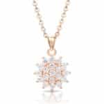 Rózsaarany nyaklánc virág medállal ajándék díszdobozban