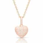 Rózsaarany nyaklánc szives medállal ajándék díszdobozban