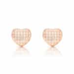 Rózsaarany szív ezüst fülbevaló ajándék díszdobozban