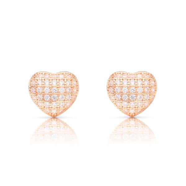 Rózsaarany szív ezüst fülbevaló ajándék díszdobozban