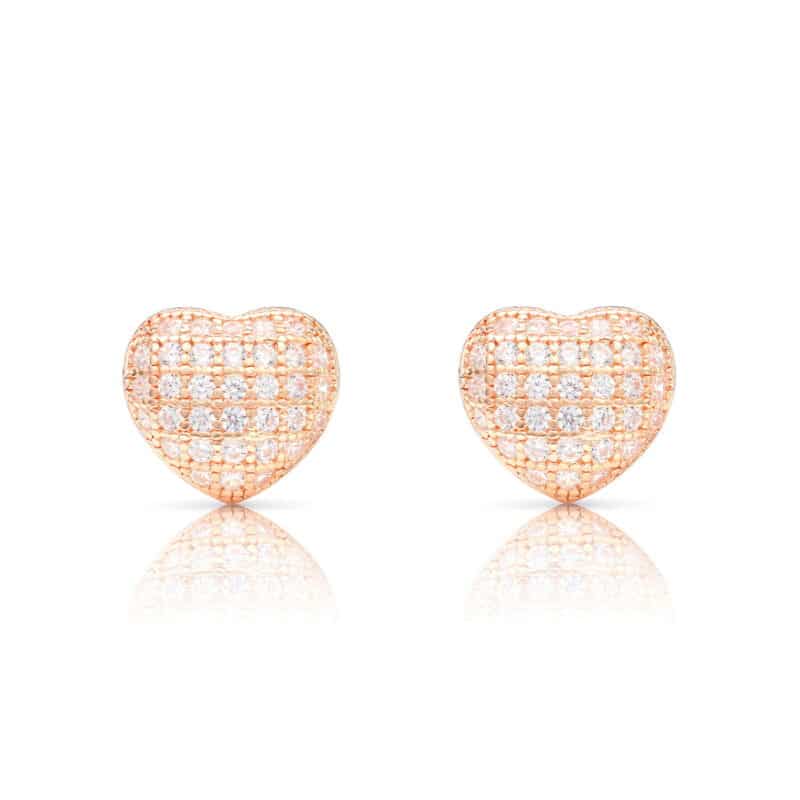 Rózsaarany szív ezüst fülbevaló ajándék díszdobozban