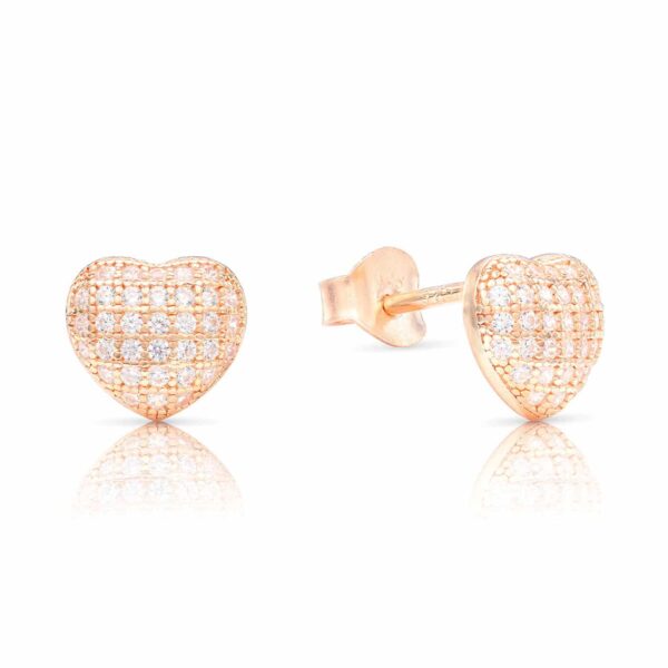 Rózsaarany szív ezüst fülbevaló ajándék díszdobozban