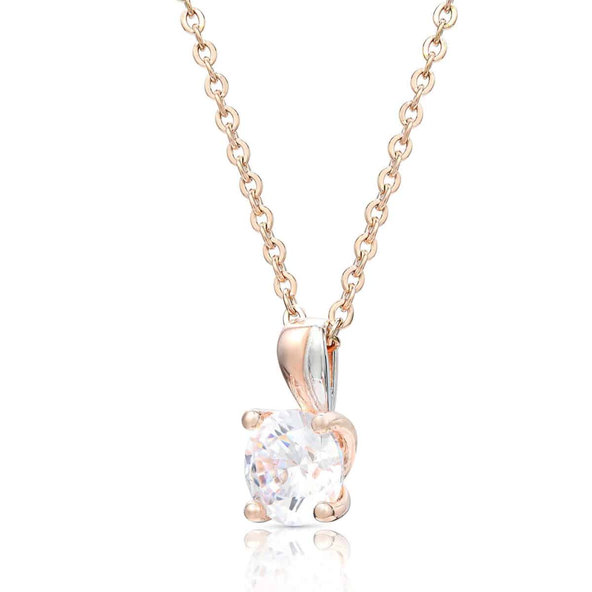 SL011A 2 Колие с кристал Swarovski сребро розова позлата