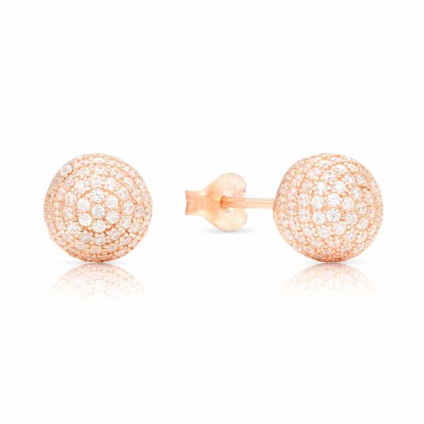 Rózsaarany gömb ezüst fülbevaló ajándék díszdobozban