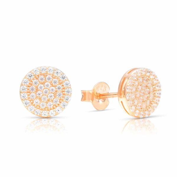 Rózsaarany nap alakú ezüst fülbevaló ajándék díszdobozban