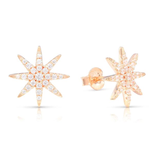 Rózsaarany csillag ezüst fülbevaló ajándék díszdobozban