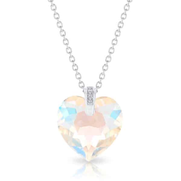 Szives swarovski kristályos ezüst nyaklánc ajándék díszdobozban - Crystal AB