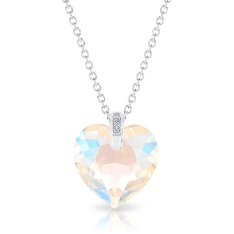 Szives swarovski kristályos ezüst nyaklánc ajándék díszdobozban - Crystal AB