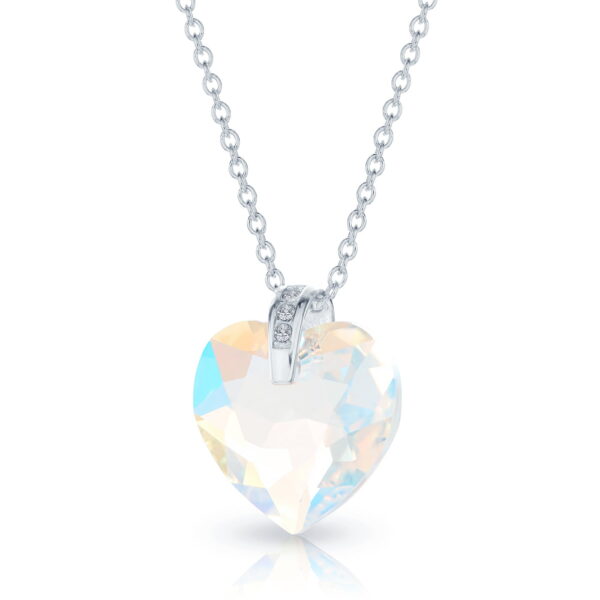 Szives swarovski kristályos ezüst nyaklánc ajándék díszdobozban - Crystal AB