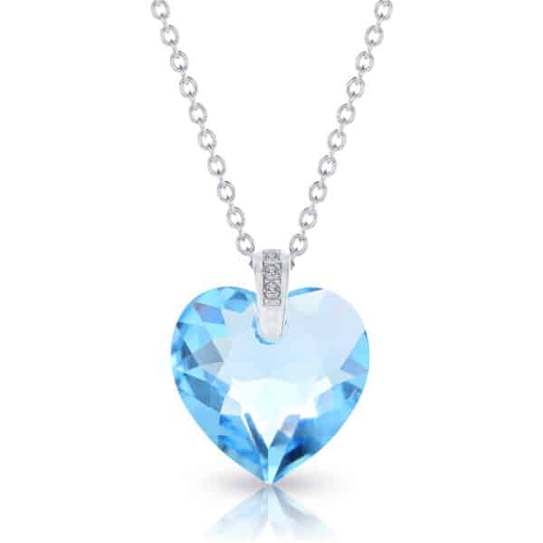 Szives swarovski kristályos ezüst nyaklánc ajándék díszdobozban - Világos kék