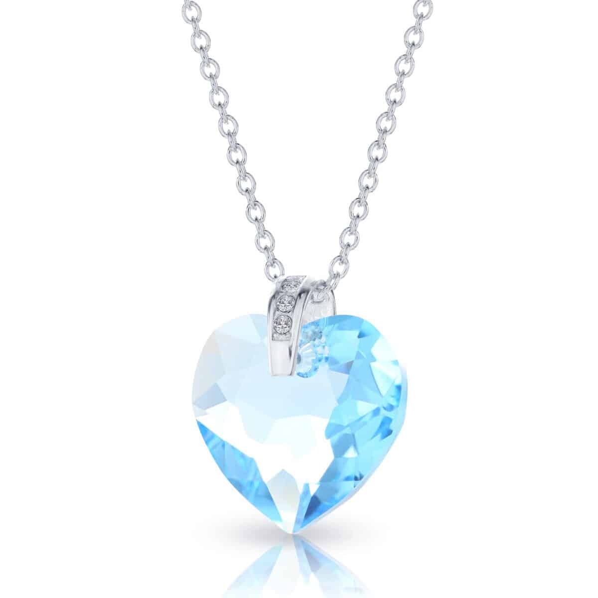 Szives swarovski kristályos ezüst nyaklánc ajándék díszdobozban - Világos kék