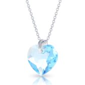 Szives swarovski kristályos ezüst nyaklánc ajándék díszdobozban - Világos kék