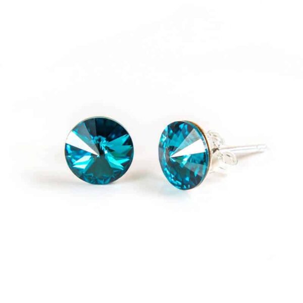6 mm Rivoli Swarovski kristályos nemesacél fülbevaló - Blue Zircon
