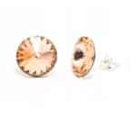 12 mm Rivoli Swarovski kristályos nemesacél fülbevaló - Light Peach