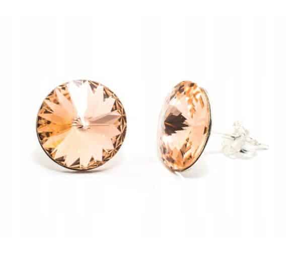 12 mm Rivoli Swarovski kristályos nemesacél fülbevaló - Light Peach