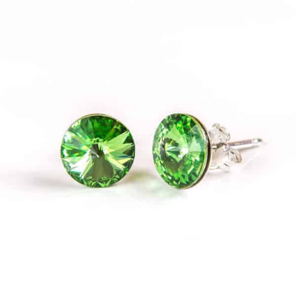 6 mm Rivoli Swarovski kristályos nemesacél fülbevaló - Peridot