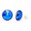 12 mm Rivoli Swarovski kristályos nemesacél fülbevaló - Sapphire