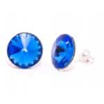 12 mm Rivoli Swarovski kristályos nemesacél fülbevaló - Sapphire