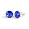 6 mm Rivoli Swarovski kristályos nemesacél fülbevaló - Sapphire