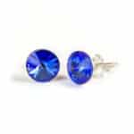 6 mm Rivoli Swarovski kristályos nemesacél fülbevaló - Sapphire